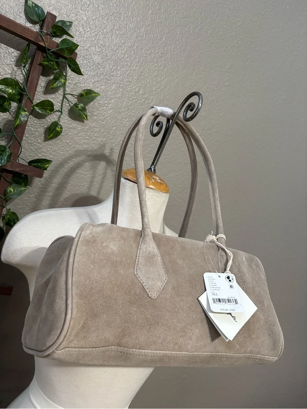NEW! Free People Taupe Sierra Suede Shoulder bag